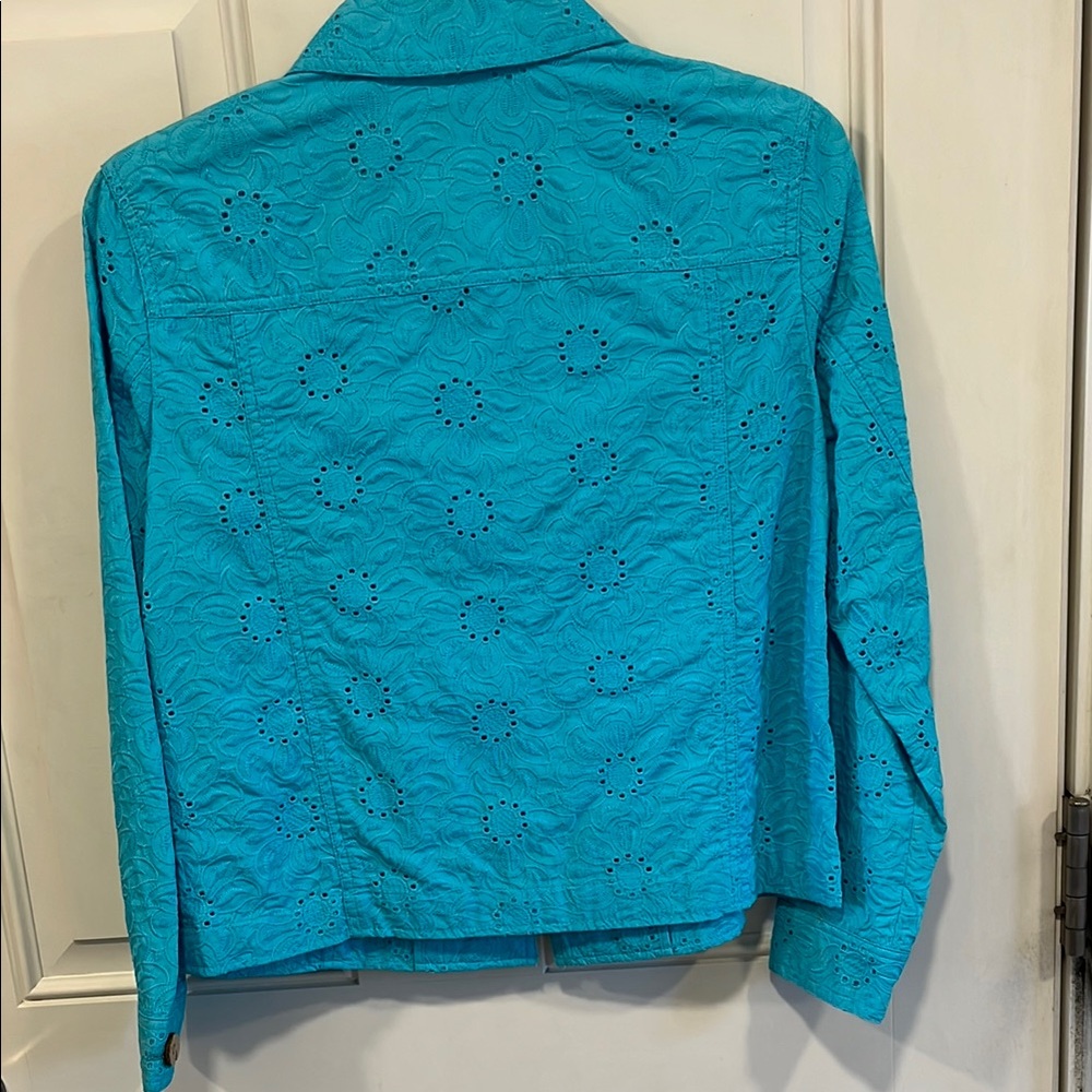 Turquoise Button-Up Jacket - Picture 3 of 4